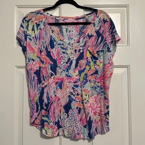 Lilly Pulitzer cowl neck sheer tee